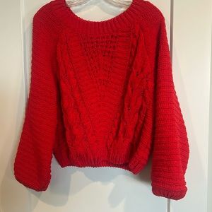 Vibrant red Harper Heritage cropped sweater. Size large.